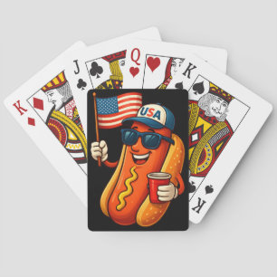 4. Juli Hotdog Funny Patriotic USA Flag Spielkarten