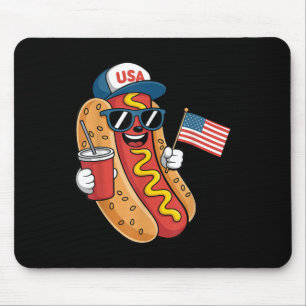 4. Juli Hotdog Lustig Patriotisch USA-Flagge Viert Mousepad