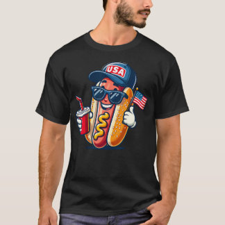 4. Juli Hotdog Lustiger Vierter Juli Patriotisch T-Shirt