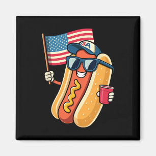 4. Juli Hotdog Lustiges Viertes Juli Patriotisch  Magnet