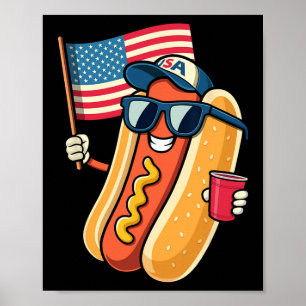 4. Juli Hotdog Lustiges Viertes Juli Patriotisch  Poster
