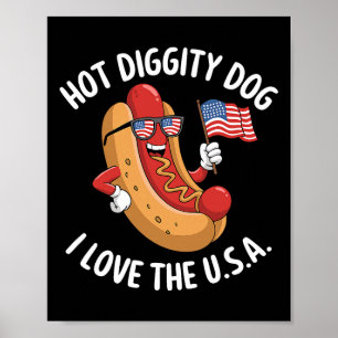 4. Juli Hotdog Patriotic Usa Flag Celebr Poster