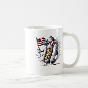 4. Juli Hotdog Patriotisch USA-Flagge Retro Jungen Kaffeetasse