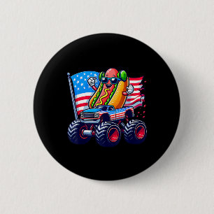 4. Juli Hotdog Sungles Monster Truck Amerikanisch  Button