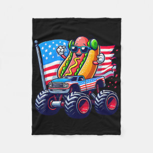 4. Juli Hotdog Sungles Monster Truck Amerikanisch Fleecedecke