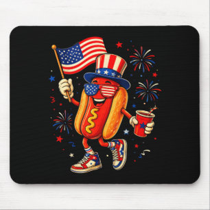 4. Juli Hotdog USA-Flagge Hot Dog patriotische Män Mousepad