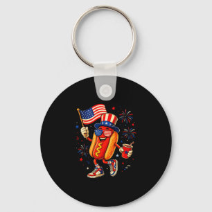 4. Juli Hotdog USA-Flagge Hot Dog patriotische Män Schlüsselanhänger