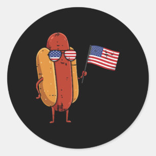 4. Juli Hotdog Usa Pocketwurst Patriot Männer Runder Aufkleber