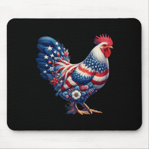 4. Juli-Huhn Patriotisch Usa-Flagge Floral Chic Mousepad