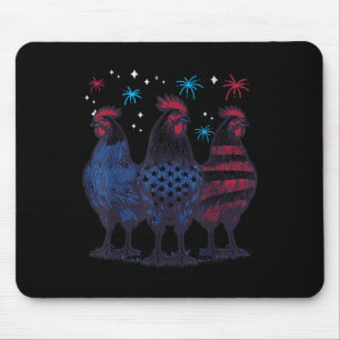4. Juli Hühner Unabhängigkeit Patriot Männer Fraue Mousepad