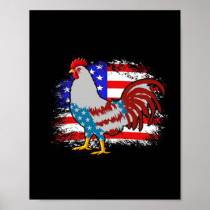 4. Juli Hühner-Vater-Shirt, Amerikanische Flagge H Poster