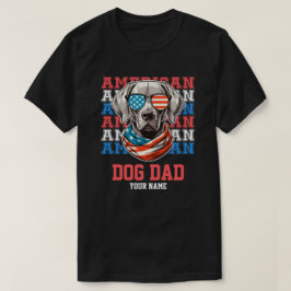 4. Juli Hund in Brille Hund Vater Personalisiert T-Shirt