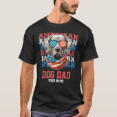 4. Juli Hund in Brille Hund Vater Personalisiert T-Shirt (Vorderseite)