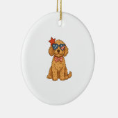 4. Juli Hund Keramik Ornament (Rechts)