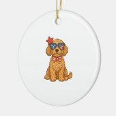 4. Juli Hund Keramik Ornament (Links)