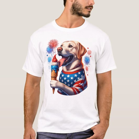4. Juli Hund mit Eiscreme T-Shirt (Vorderseite)