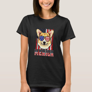 4. Juli Hund Patriotische Flagge Corgi T-Shirt