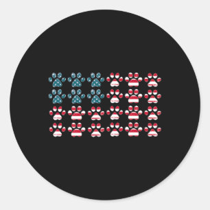 4. Juli Hund Paw drucken American Flag Happy Inde Runder Aufkleber