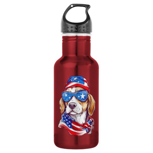 4. Juli Hund Sublimation-66361 Edelstahlflasche (Vorderseite)