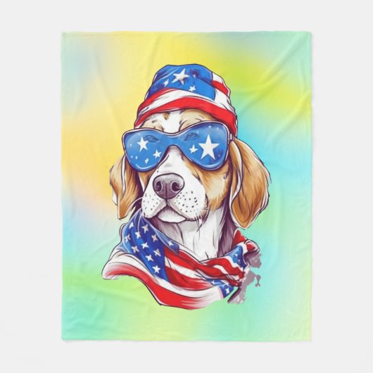 4. Juli Hund Sublimation-66361 Fleecedecke (Vorderseite)
