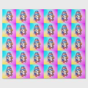 4. Juli Hund Sublimation-66361 Geschenkpapier