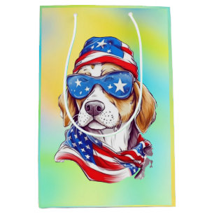 4. Juli Hund Sublimation-66361 Mittlere Geschenktüte