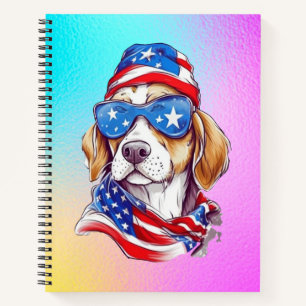4. Juli Hund Sublimation-66361 Runde Uhr Notizblock