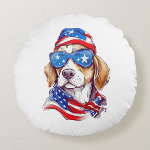 4. Juli Hund Sublimation-66361 Rundes Kissen