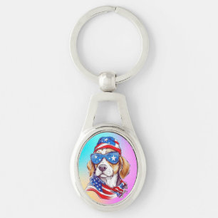 4. Juli Hund Sublimation-66361 Schlüsselanhänger