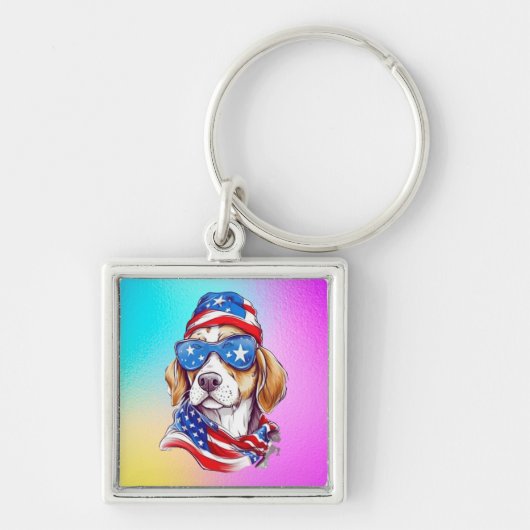 4. Juli Hund Sublimation-66361 Schlüsselanhänger (Vorne)