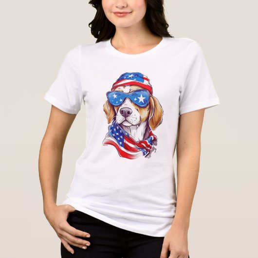 4. Juli Hund Sublimation-66361 Tri-Blend Shirt (Vorderseite)