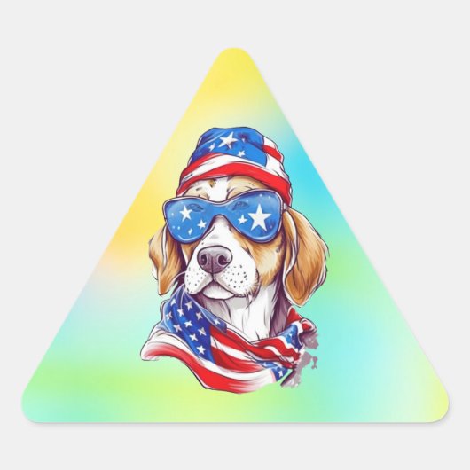 4. Juli Hund Sublimation Dreieckiger Aufkleber (Vorderseite)