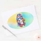 4. Juli Hund Sublimation Ovaler Aufkleber (Umschlag)