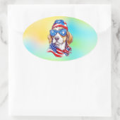 4. Juli Hund Sublimation Ovaler Aufkleber (Tasche)