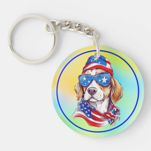 4. Juli Hund Sublimation Schlüsselanhänger (Vorderseite)