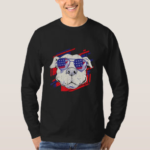 4. Juli Hund Welpe Lustig USA-Flagge Patriotisches T-Shirt