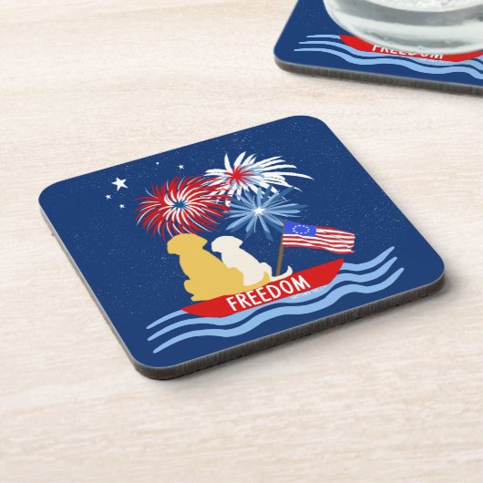 4. Juli Hunde Annapolis Boat Untersetzer Set von 6 (Linke Seite)