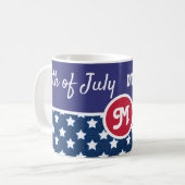 4. Juli Independence Day Monogramm Kaffeetasse (Vorderseite Links)