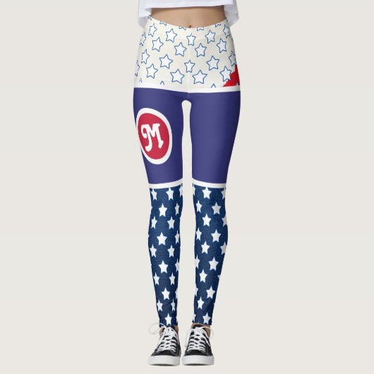 4. Juli Independence Day Monogramm Leggings (Vorderseite)
