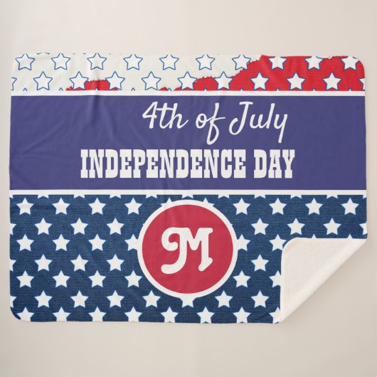 4. Juli Independence Day Monogramm Sherpadecke (Vorderseite (Horizontal))