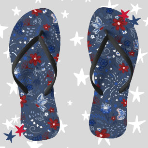 4. Juli, Independence Patriotic Red White Blue Badesandalen
