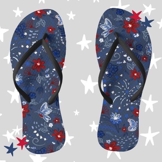 4. Juli, Independence Patriotic Red White Blue Badesandalen
