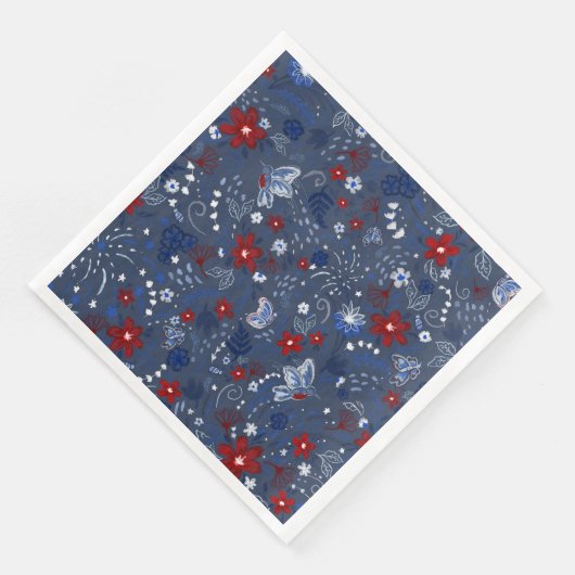 4. Juli, Independence Patriotic Red White Blue Serviette (Ecke)