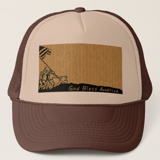 4. Juli Iwo Jima God Bless America Cap Truckerkappe (Vorderseite)