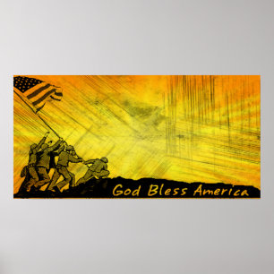 4. Juli Iwo Jima God Bless America Poster