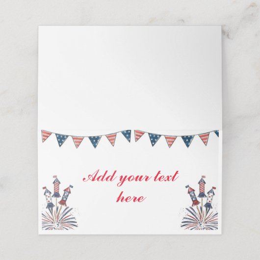 4. Juli Jagd & Firecracker Platzkarte (Außenseite Aufgefaltet)