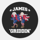 4. Juli James Madison Griddy James Griddin Runder Aufkleber (Vorderseite)