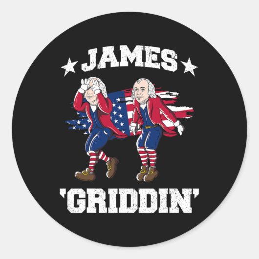 4. Juli James Madison Griddy James Griddin Runder Aufkleber (Vorderseite)