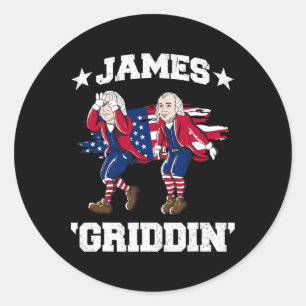 4. Juli James Madison Griddy James Griddin Runder Aufkleber