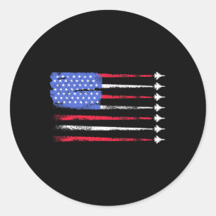 4. Juli Jet American Flag Patriotic USA für mich Runder Aufkleber
